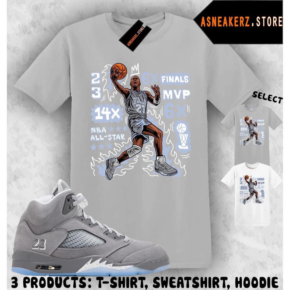 Tee Shirt Matching Aj 5 Wolf Grey 2026 To Match Mj Flair 23 T-Shirt